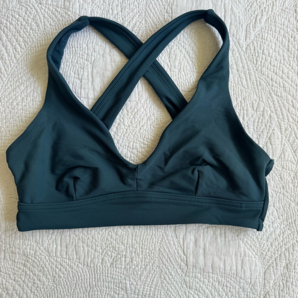 PrAna Cross Back Ribbed Swim Top - XS - Teal
